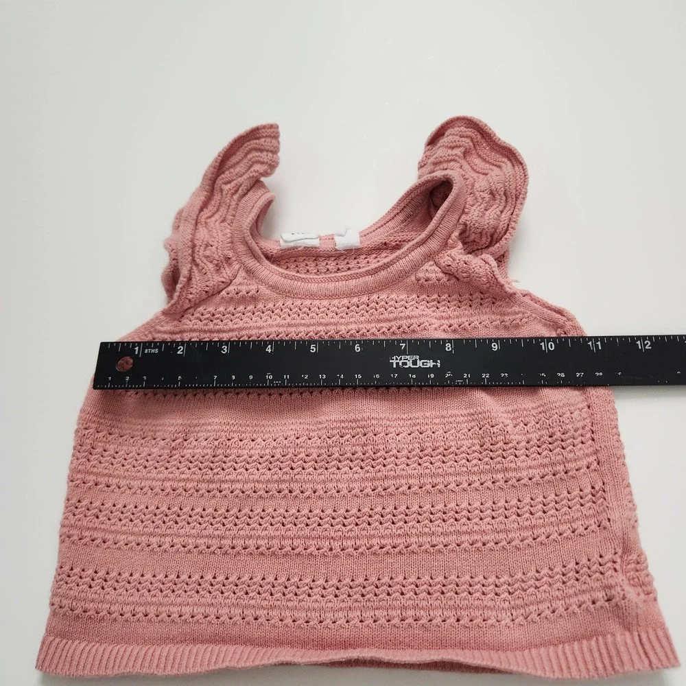 GAP‎ Kids 100% Cotton Pink Knit Ruffle Sleeve tank Top Girls Size XS 4-5